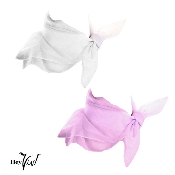 50s Style Sheer Chiffon Square Scarves Set w 1 White and 1 Lilac Scarf - Hey Viv - Picture 1 of 7